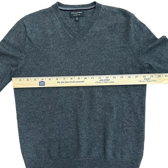 Banana Republic Gray Sweater 100% Merino Wool Men's Size Medium Academia Office - Picture 4 of 6